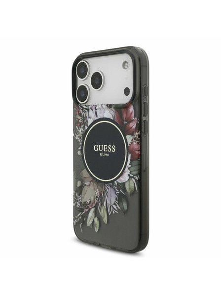 Guess Guess IML Flowers Strap MagSafe Zadní Kryt pro iPhone 17 Pro Max Black
