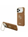 Guess Guess PU Grained 4G Logo Stand Camera Frame Zadní Kryt pro iPhone 17 Pro Max Brown