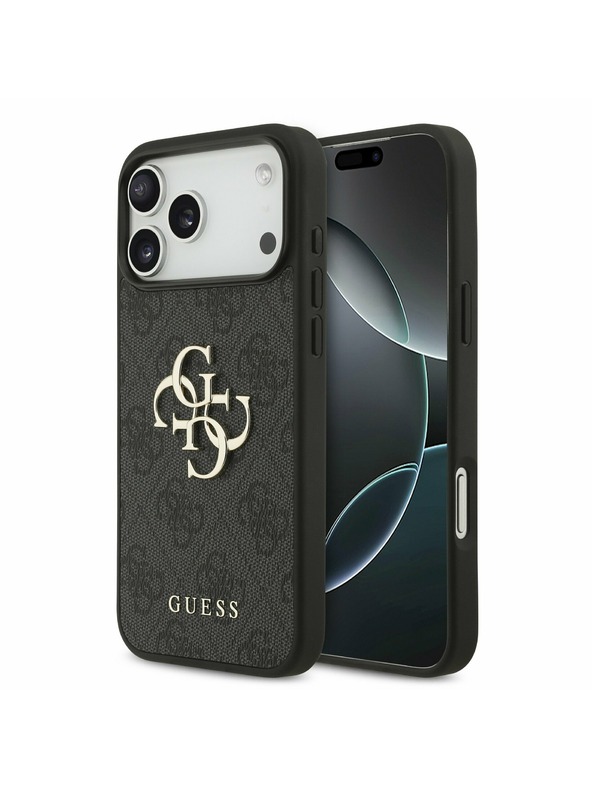 Guess Guess PU 4G Metal Logo Zadní Kryt pro iPhone 17 Pro Max Grey