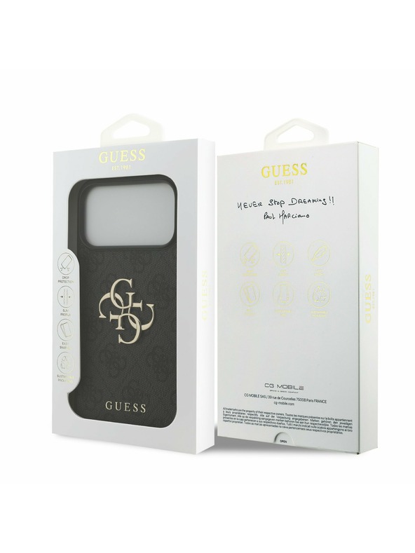 Guess Guess PU 4G Metal Logo Zadní Kryt pro iPhone 17 Pro Max Grey