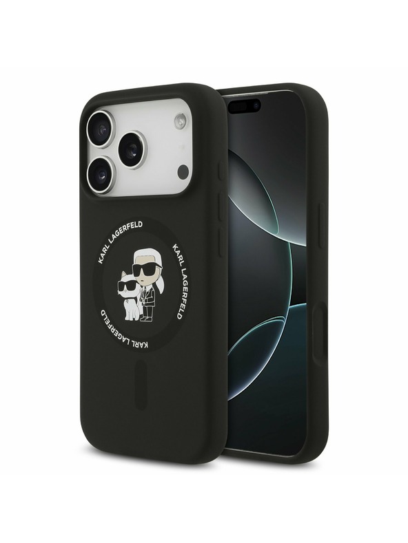 Karl Lagerfeld Karl Lagerfeld Liquid Silicone Karl and Choupette MagSafe Zadní Kryt pro iPhone 17 Pro Max Black
