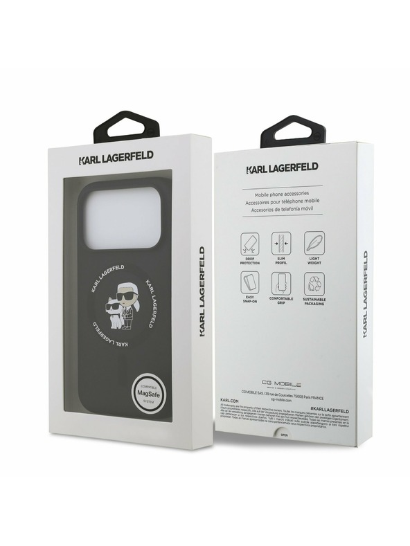 Karl Lagerfeld Karl Lagerfeld Liquid Silicone Karl and Choupette MagSafe Zadní Kryt pro iPhone 17 Pro Max Black