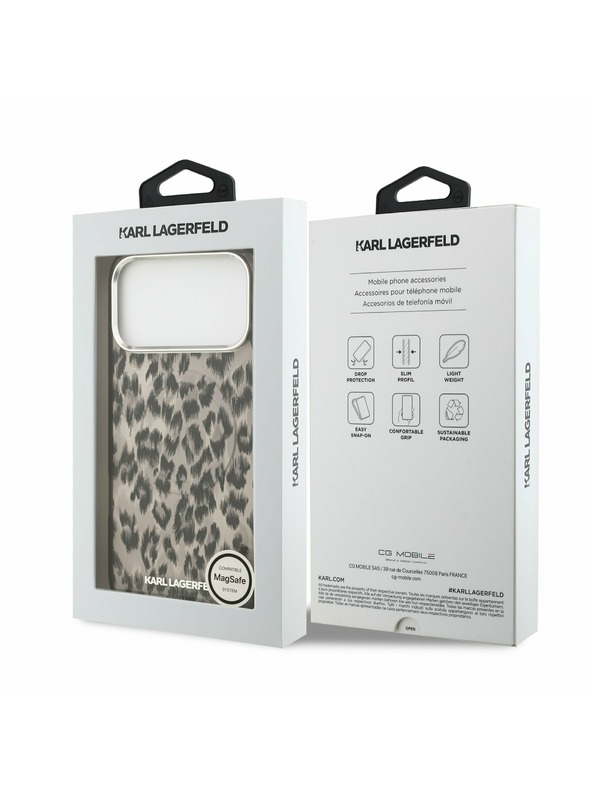 Karl Lagerfeld Karl Lagerfeld IML Leopard MagSafe Zadní Kryt pro iPhone 17 Pro Max Brown