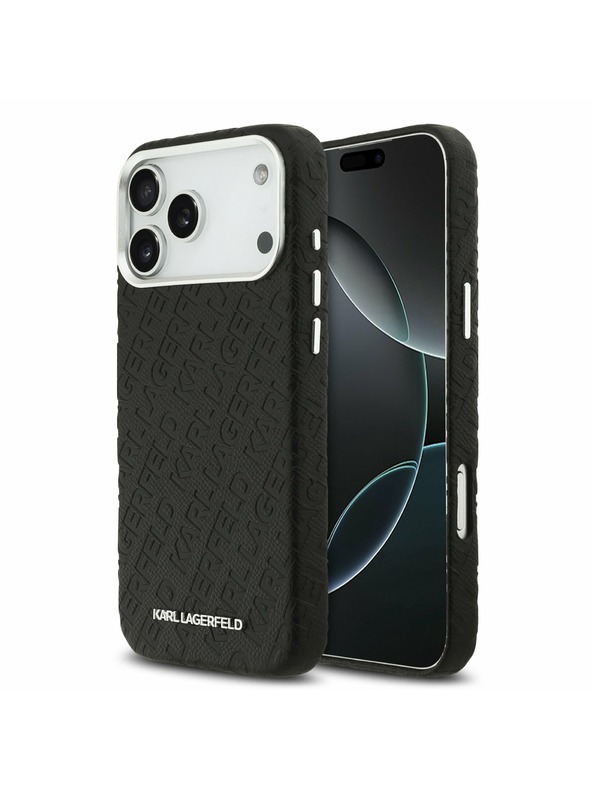 Karl Lagerfeld Karl Lagerfeld Grained PU Repeated Logo MagSafe Zadní Kryt pro iPhone 17 Pro Max Black