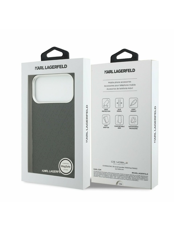 Karl Lagerfeld Karl Lagerfeld Grained PU Repeated Logo MagSafe Zadní Kryt pro iPhone 17 Pro Max Black