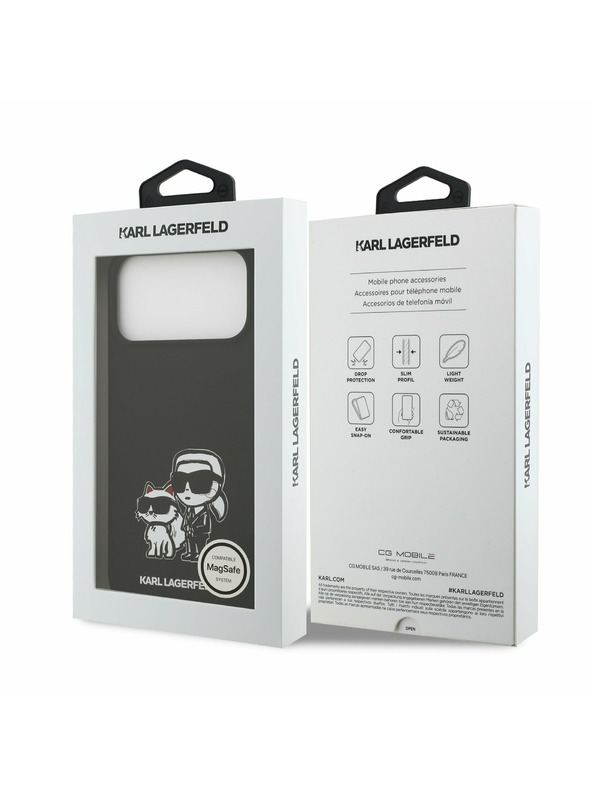 Karl Lagerfeld Karl Lagerfeld Liquid Silicone K&CH Sketch MagSafe Zadní Kryt pro iPhone 17 Pro Max Black