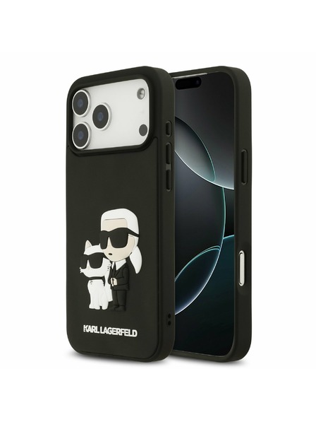 Karl Lagerfeld Karl Lagerfeld 3D Rubber Karl and Choupette Zadní Kryt pro iPhone 17 Pro Max Black