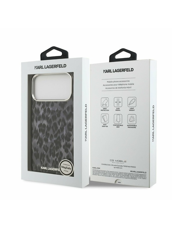 Karl Lagerfeld Karl Lagerfeld IML Leopard MagSafe Zadní Kryt pro iPhone 17 Pro Max Grey