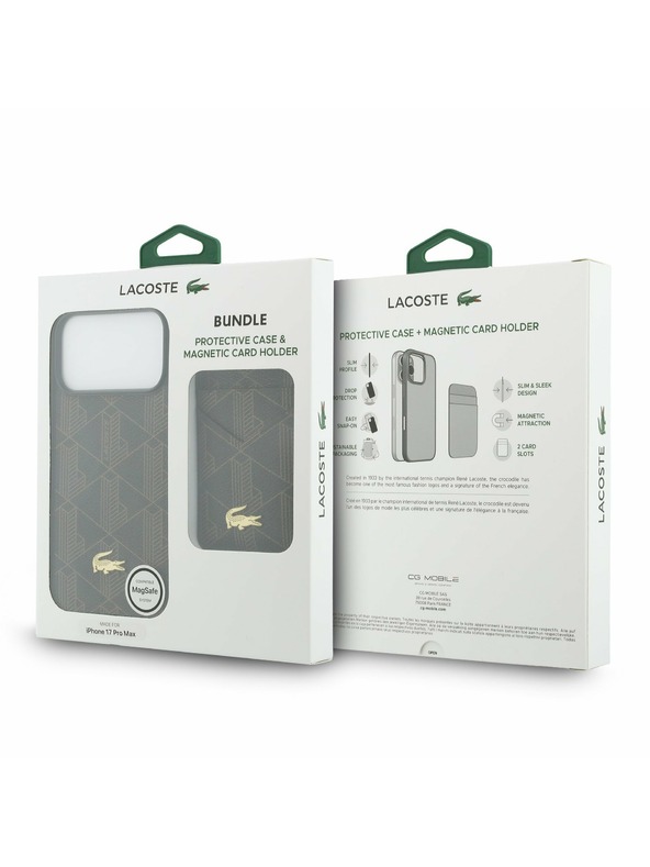 Lacoste Lacoste PVC Blend MagSafe Zadní Kryt + Peněženka pro iPhone 17 Pro Max Brown