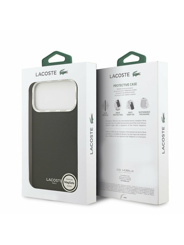Lacoste Lacoste PU Leather Champs Elysees MagSafe Zadní Kryt pro iPhone 17 Pro Max Black