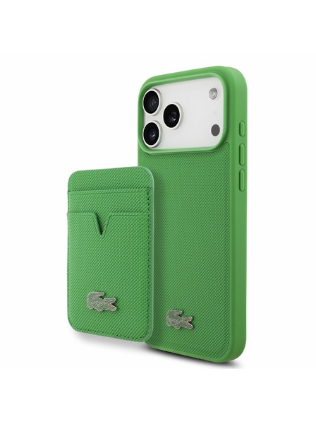 Lacoste Lacoste Iconic Petit Pique MagSafe Zadní Kryt + Peněženka pro iPhone 17 Pro Max Green