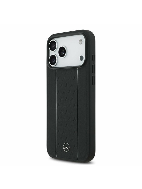 Mercedes Mercedes Leather Star Pattern and Stripes MagSafe Zadní Kryt pro iPhone 17 Pro Max Black/White