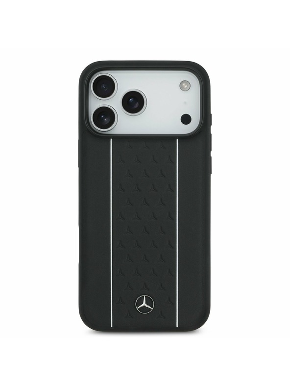 Mercedes Mercedes Leather Star Pattern and Stripes MagSafe Zadní Kryt pro iPhone 17 Pro Max Black/White