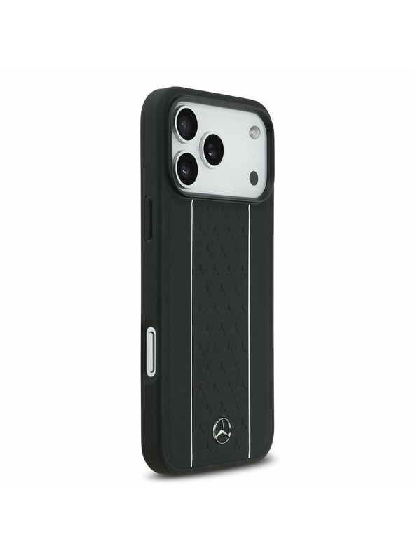 Mercedes Mercedes Leather Star Pattern and Stripes MagSafe Zadní Kryt pro iPhone 17 Pro Max Black/White