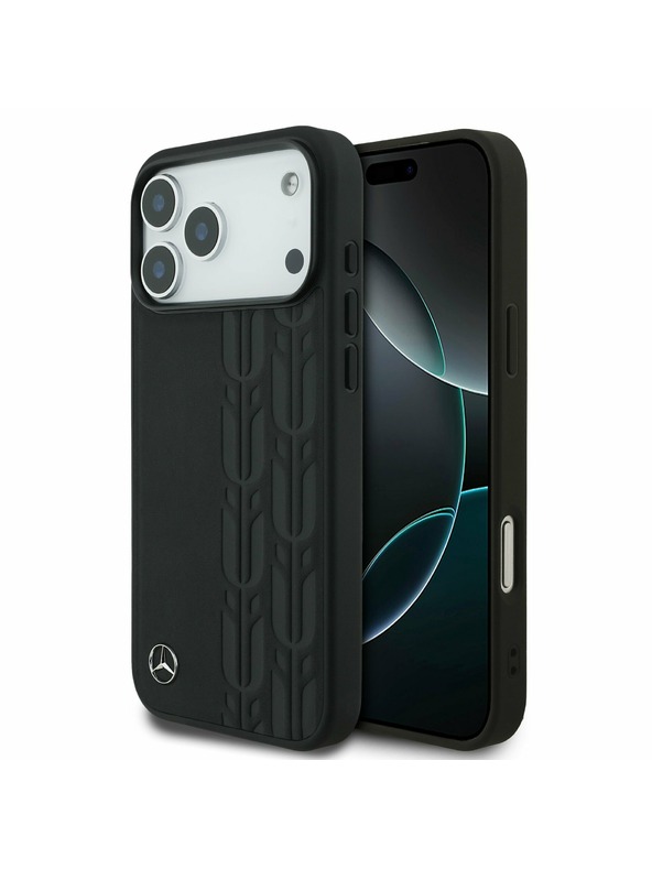 Mercedes Mercedes Leather Laurel Leaves MagSafe Zadní Kryt pro iPhone 17 Pro Max Black