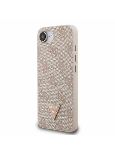 Guess Guess PU 4G Strass Triangle Metal Logo Zadní Kryt pro iPhone 16e/17e Pink