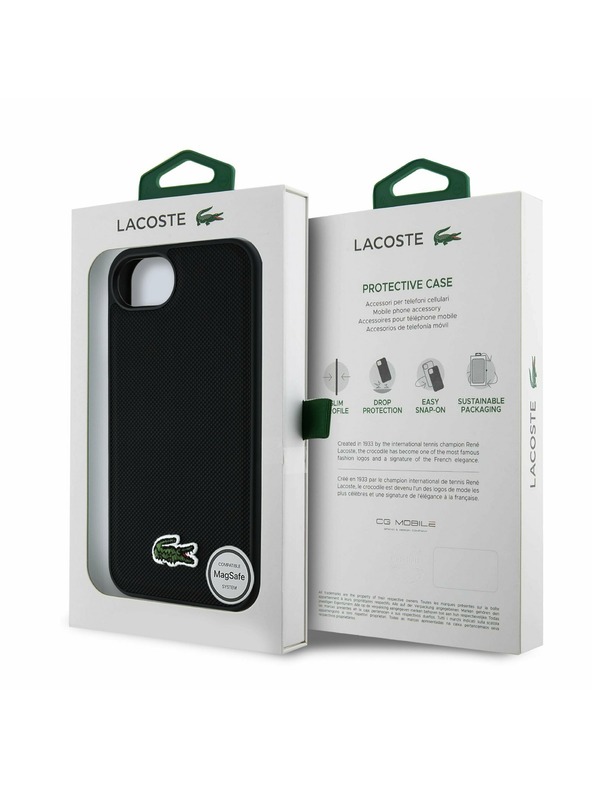 Lacoste Lacoste Iconic Petit Pique Woven Logo MagSafe Zadní Kryt pro iPhone 16e/17e Black