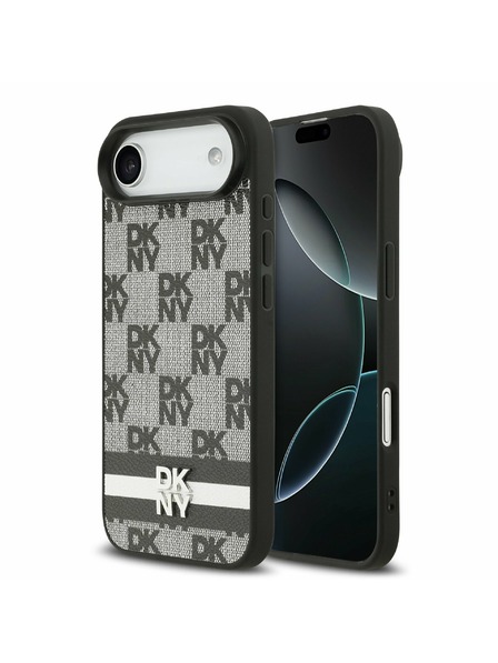 DKNY DKNY PU Leather Checkered Pattern and Stripe Zadní Kryt pro iPhone Air Black
