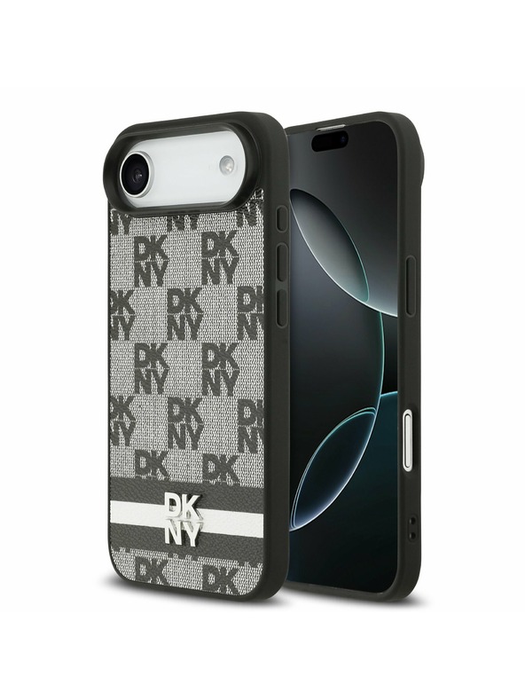 DKNY DKNY PU Leather Checkered Pattern and Stripe Zadní Kryt pro iPhone Air Black