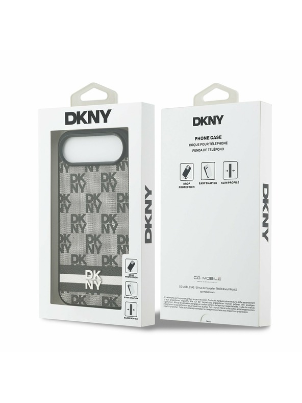 DKNY DKNY PU Leather Checkered Pattern and Stripe Zadní Kryt pro iPhone Air Black