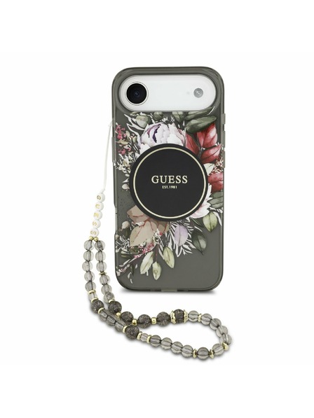 Guess Guess IML Flowers Strap MagSafe Zadní Kryt pro iPhone Air Black