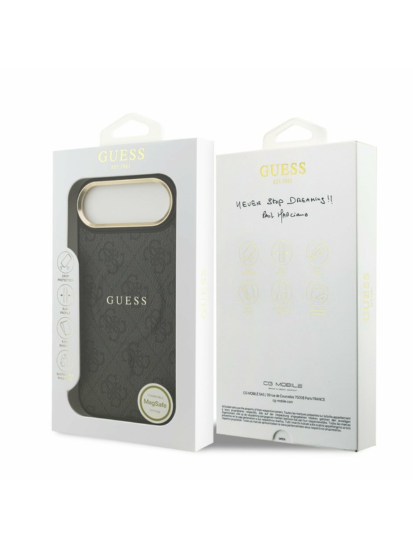 Guess Guess PU Leather 4G Gold Frame MagSafe Zadní Kryt pro iPhone Air Black