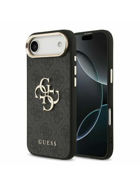 Guess Guess PU Leather 4G Metal Logo Gold Frame Zadní Kryt pro iPhone Air Black