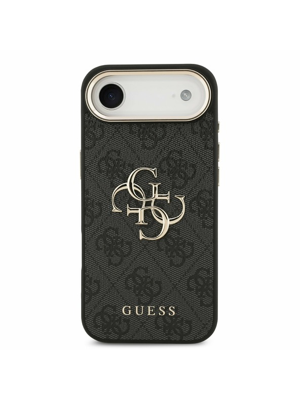Guess Guess PU Leather 4G Metal Logo Gold Frame Zadní Kryt pro iPhone Air Black