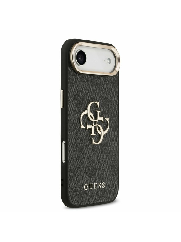 Guess Guess PU Leather 4G Metal Logo Gold Frame Zadní Kryt pro iPhone Air Black