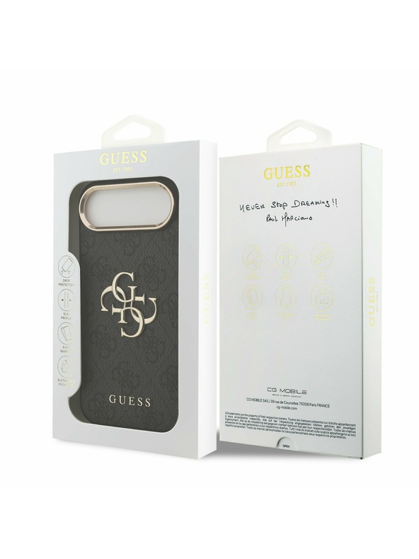 Guess Guess PU Leather 4G Metal Logo Gold Frame Zadní Kryt pro iPhone Air Black