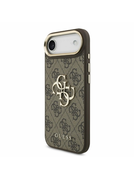 Guess Guess PU Leather 4G Metal Logo Gold Frame Zadní Kryt pro iPhone Air Brown