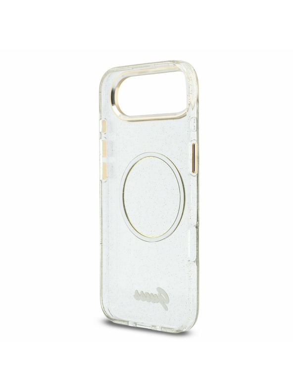 Guess Guess IML Glitter Script Strap MagSafe Zadní Kryt pro iPhone Air Transparent