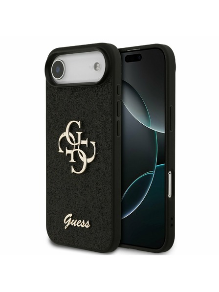 Guess Guess PU Fixed Glitter 4G Metal Logo Zadní Kryt pro iPhone Air Black