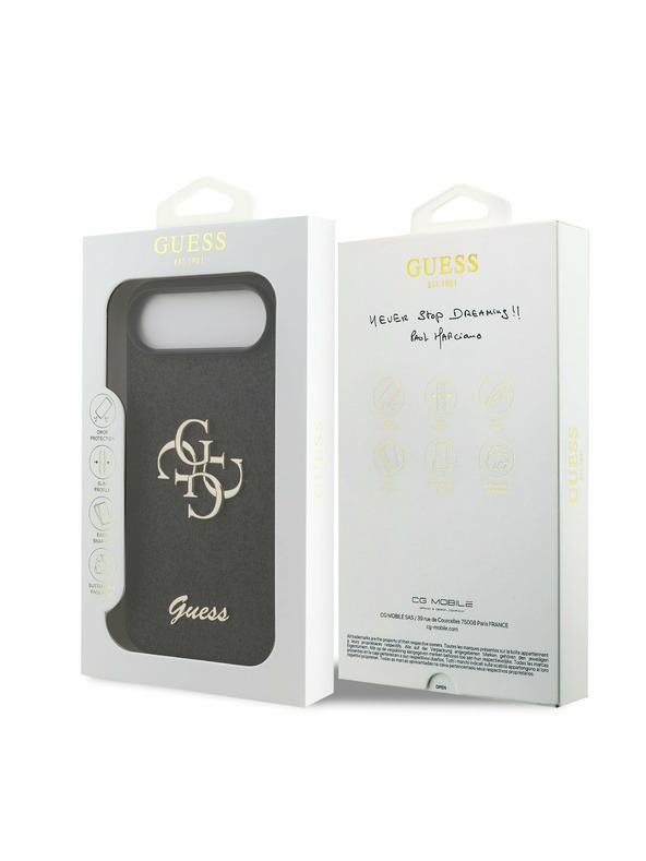 Guess Guess PU Fixed Glitter 4G Metal Logo Zadní Kryt pro iPhone Air Black