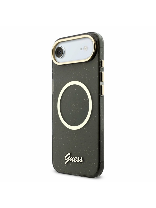 Guess Guess IML Glitter Script Strap MagSafe Zadní Kryt pro iPhone Air Black