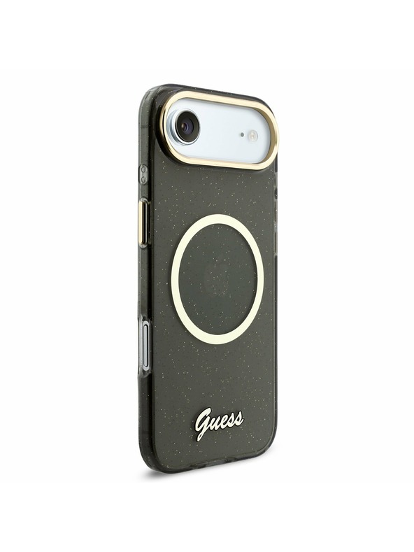 Guess Guess IML Glitter Script Strap MagSafe Zadní Kryt pro iPhone Air Black