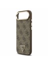 Guess Guess PU Leather 4G Strass Triangle Logo Gold Frame MagSafe Zadní Kryt pro iPhone Air Brown