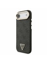 Guess Guess PU Leather 4G Strass Triangle Logo Gold Frame MagSafe Zadní Kryt pro iPhone Air Black