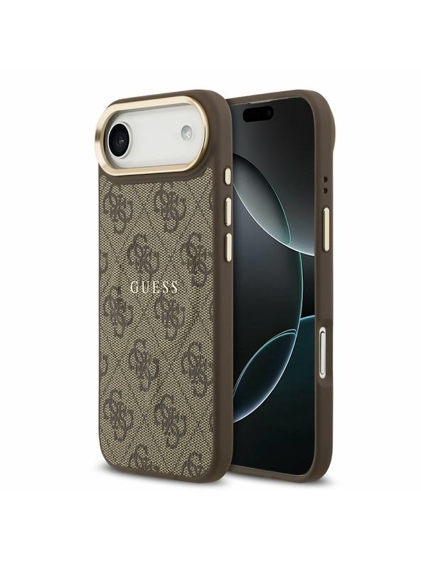 Guess Guess PU Leather 4G Gold Frame MagSafe Zadní Kryt pro iPhone Air Brown