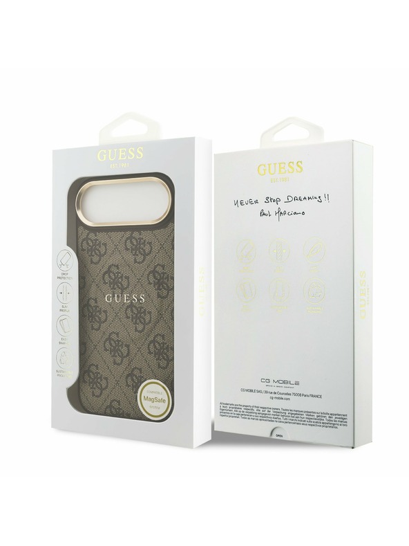 Guess Guess PU Leather 4G Gold Frame MagSafe Zadní Kryt pro iPhone Air Brown