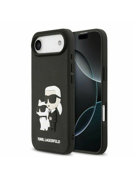 Karl Lagerfeld Karl Lagerfeld 3D Rubber Karl and Choupette Zadní Kryt pro iPhone Air Black