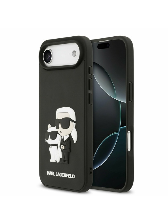 Karl Lagerfeld Karl Lagerfeld 3D Rubber Karl and Choupette Zadní Kryt pro iPhone Air Black