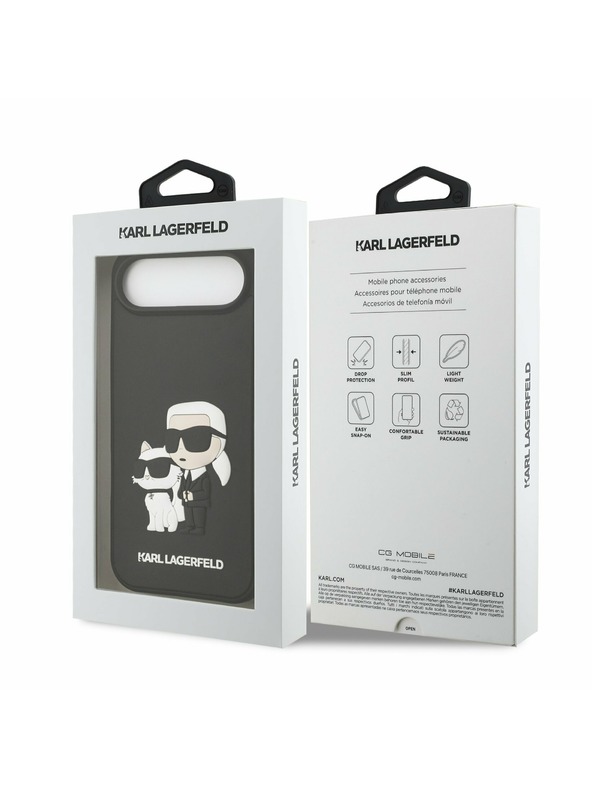 Karl Lagerfeld Karl Lagerfeld 3D Rubber Karl and Choupette Zadní Kryt pro iPhone Air Black