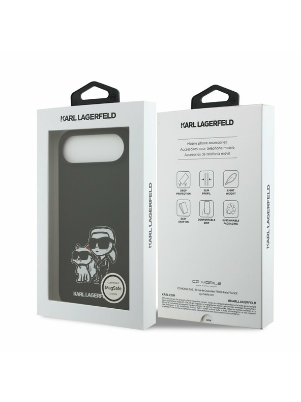 Karl Lagerfeld Karl Lagerfeld Liquid Silicone K&CH Sketch MagSafe Zadní Kryt pro iPhone Air Black