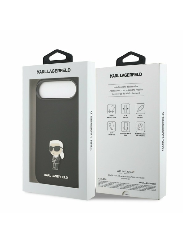 Karl Lagerfeld Karl Lagerfeld Liquid Silicone Metal Ikonik Zadní Kryt pro iPhone Air Black