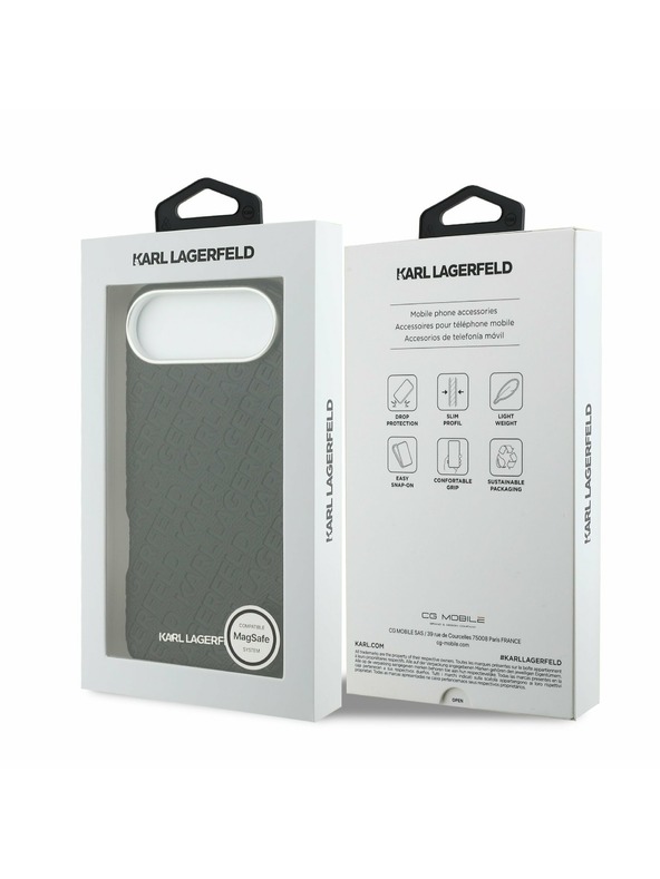 Karl Lagerfeld Karl Lagerfeld Grained PU Repeated Logo MagSafe Zadní Kryt pro iPhone Air Black