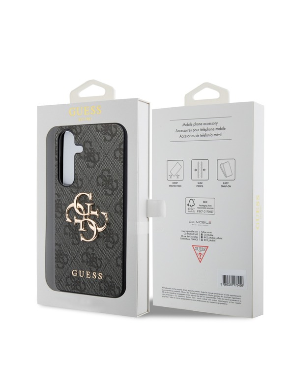 Guess Guess PU 4G Metal Logo Zadní Kryt pro Samsung Galaxy S24 Grey