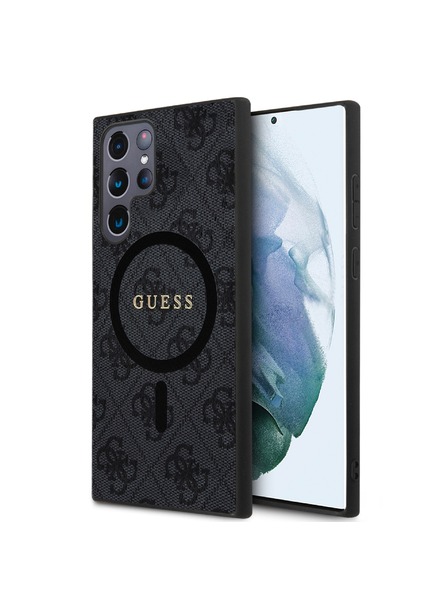 Guess Guess PU Leather 4G Colored Ring MagSafe Zadní Kryt pro Samsung Galaxy S24 Ultra Black