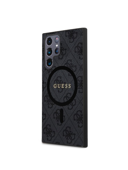 Guess Guess PU Leather 4G Colored Ring MagSafe Zadní Kryt pro Samsung Galaxy S24 Ultra Black
