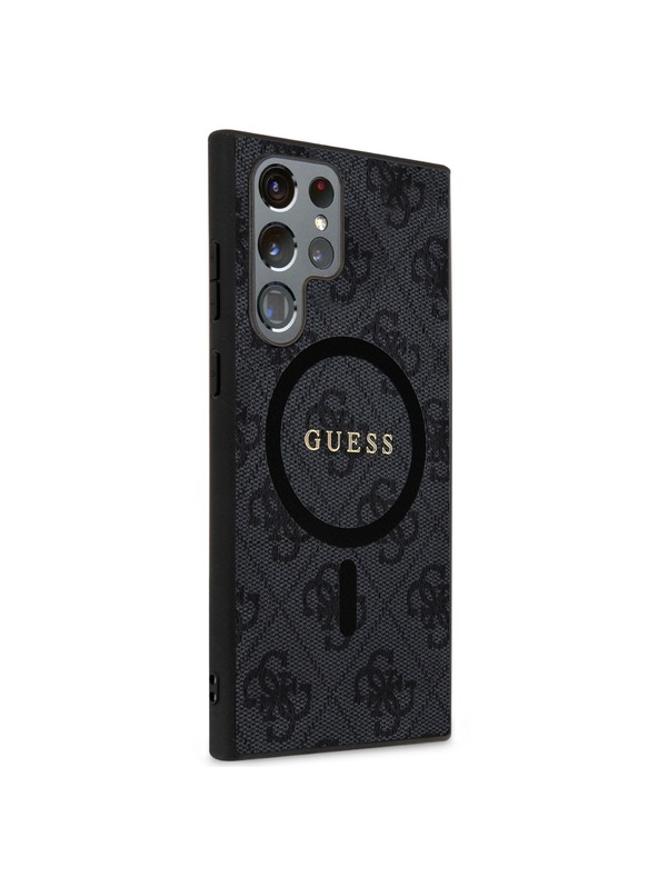 Guess Guess PU Leather 4G Colored Ring MagSafe Zadní Kryt pro Samsung Galaxy S24 Ultra Black